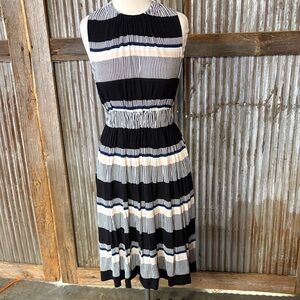 Kate Spade Black and White Striped Midi Dress